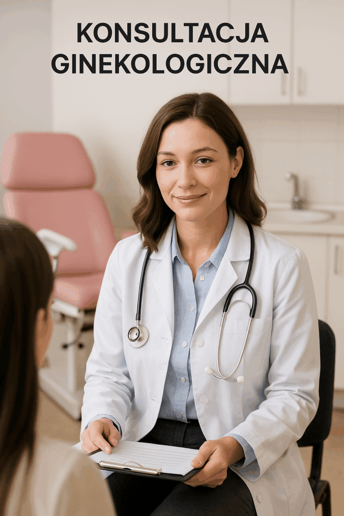 Lekarz ginekolog tłumaczący na czym polega cytologia ginekologiczna.