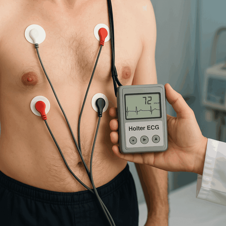 Zdjęcie przedstawia badanie holterowskie EKG