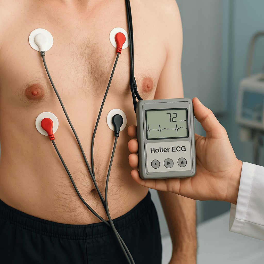 Zdjęcie przedstawia badanie holterowskie EKG