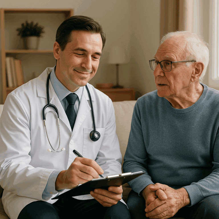 Lekarz urolog podczas prywatnej domowej konsultacji.